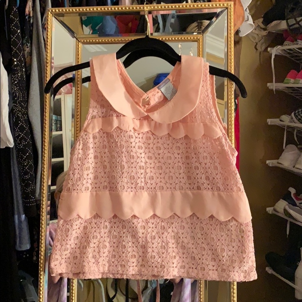 Pink collared lace shirt - Picture 1 of 2